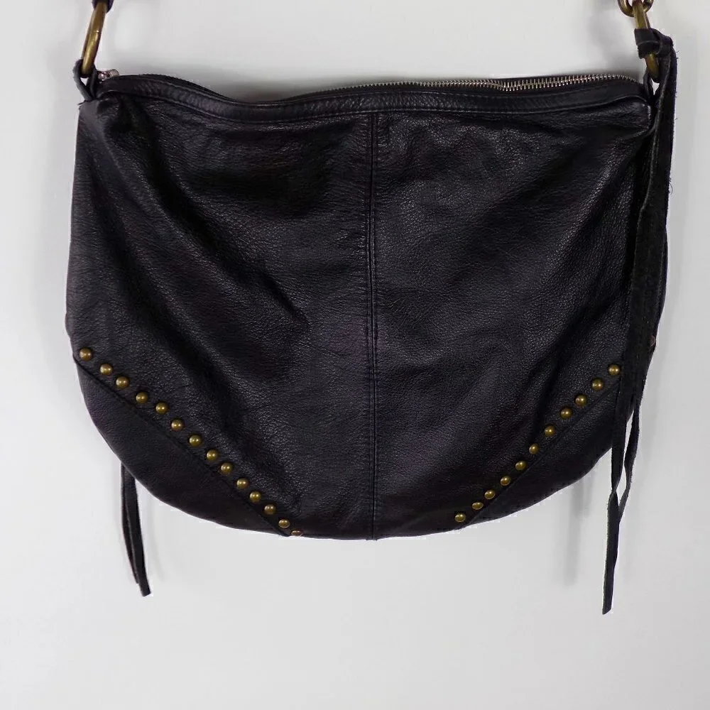 Boho Shoulder Bag Black Leather Studded Guitar Shoulder Strap Not Branded - Picture 2 of 10
